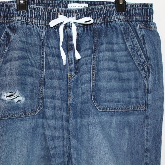 Lane Bryant Women's Pull On Wide Leg Distress Jeans Size 14 - Picture 6 of 9